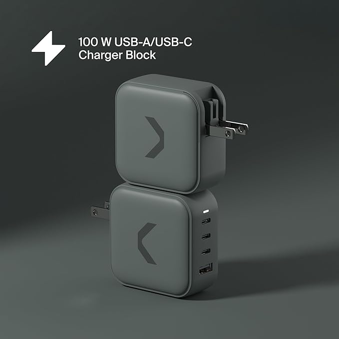 Clemm Core 100W GaN USB-C Charger, 4-Port Fast Charging Adapter with PPS, 3 USB-C & 1 USB-A for MacBook Pro, iPhone 16/15/14/13/12/11/X, iPad, Samsung Galaxy S24/S23 & More