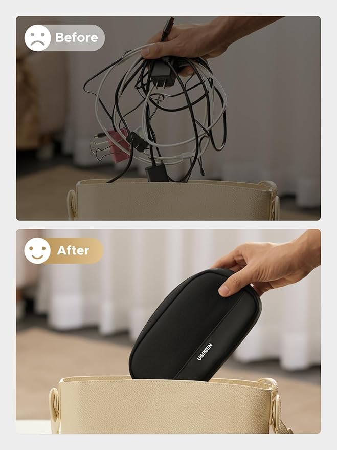 UGREEN Electronics Organizer Travel Case Bag Multifunctional Organizer Carrying Case for Cables, Cord, SD Card, Earbuds, Charger, USB Adapter, Electronic Accessories Small Size