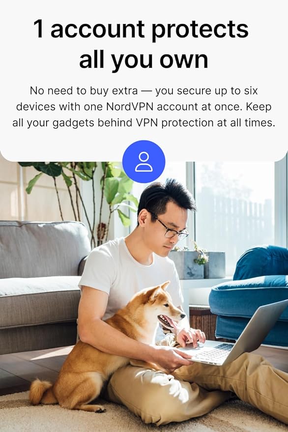 NordVPN Standard – 1-Year VPN & Cybersecurity Software Subscription For 6 Devices - Block Malware, Malicious Links & Ads, Protect Personal Information | PC/Mac/Mobile | Activation Code via Mail