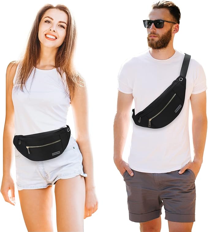 MAXTOP Large Crossbody Fanny Pack with 4-Zipper Pockets,Gifts for Enjoy Sports Festival Workout Traveling Running Casual Hands-Free Wallets Waist Pack Phone Bag Carrying All Phones