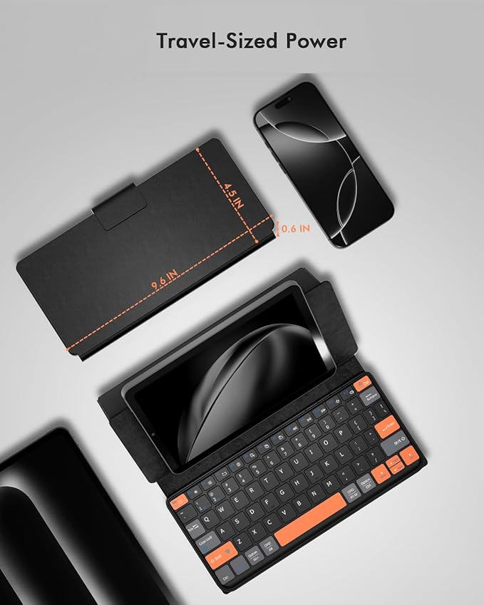 Universal Travel Keyboard Plus, New Dual Bluetooth Portable Keypad with 7-Color Backlit & Any-Angle Stand, Wireless Tablet Keyboard for iPad/Z Fold/Galaxy Tabs/Phones, Keypad for iOS/Android/Windows