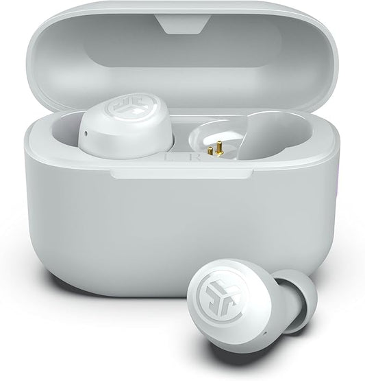 JLab Go Air Pop+ True Wireless Earbuds, in Ear Headphones, Bluetooth Earphones, 35H Playtime Ear Buds, Bluetooth Earbuds with Microphone, USB-C Charging Case, Dual Connect, EQ3 Sound, Cloud White