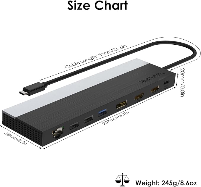 WAVLINK USB C Docking Station, USB-C Dock Triple Display PD 85W,USB Type C Hub with DisplayPort, HDMI, USB 2.0/3.0, Gigabit Ethernet, SD/TF Slot, Audio Jack for Windows and Mac