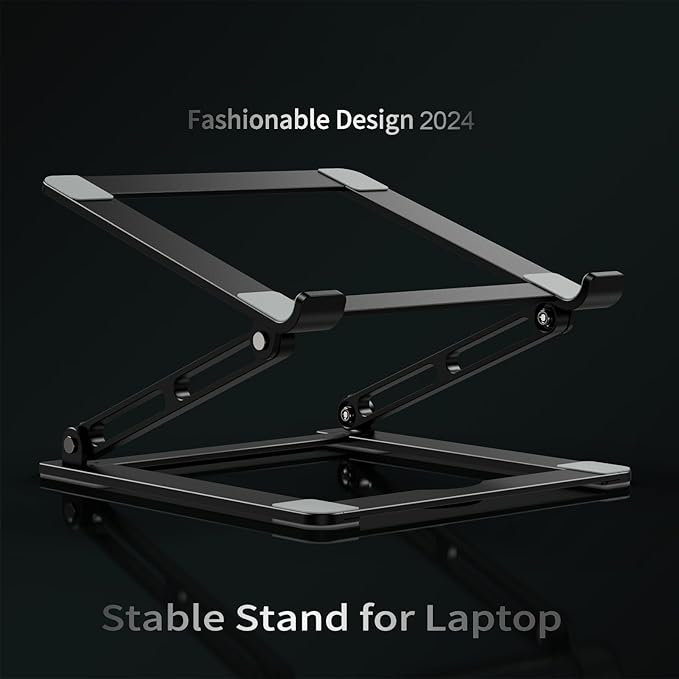 Laptop Stand for Desk, Adjustable Laptop Stand Holder Portable Laptop Riser with Multi-Angle Height Adjustable Computer Stand for MacBook Air/Pro and More Notebooks 10-17.3"-Black