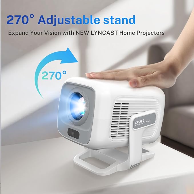 Smart Projector Android OS, Native 1080P Full HD 4K Support 12000 Lumens, Built-in Apps, Electric Focus & Auto Keystone Portable Projector with Dolby Sound, WiFi&Bluetooth, Compatible with iOS/HDMI