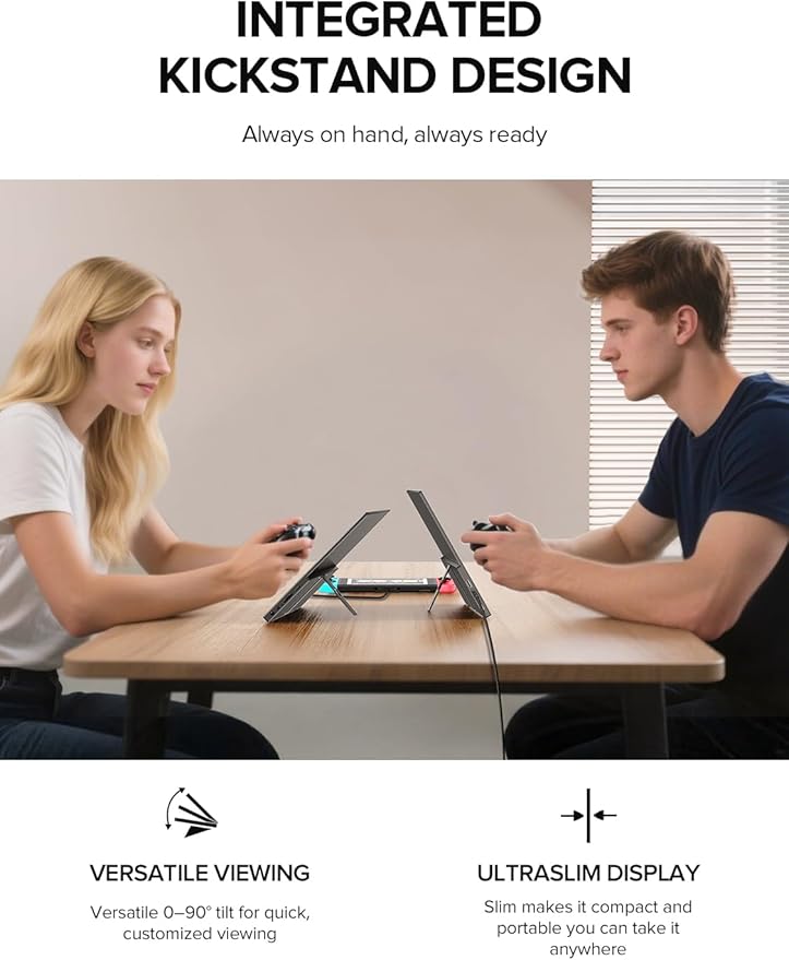 UPERFECT 4K Portable Monitor, 13.4" UHD 3840x2400 Matte IPS Laptop Display with Built-in Stand, 16:10 Aspect Ratio, 100% sRGB, 500 Nits Brightness, All-Metal Frame for PC/Mac/Phone/Game Console