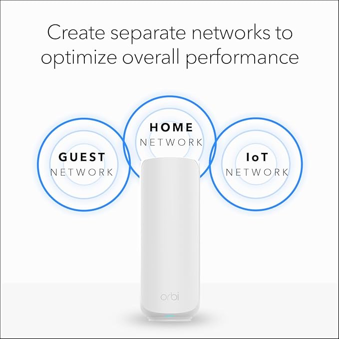 NETGEAR Orbi 360 Series Dual-Band WiFi 7 Mesh Network System for Home (RBE363) – Wireless Router + 2 Extenders, Security Features, 5 Gbps, Covers 6,000 sq.ft., 70 Devices, 2.5GB Internet Port, BE5000