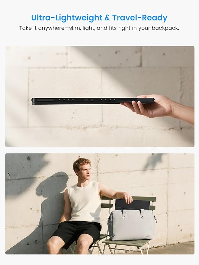 15.6" Dual-Screen Portable Monitor, 350 Nits 1200:1 FHD IPS Seamless Extended Display, Dual Device Connection, Type-C/HDMI, Anti-Glare Eye Care, 105° Foldable Stand for Work & Travel