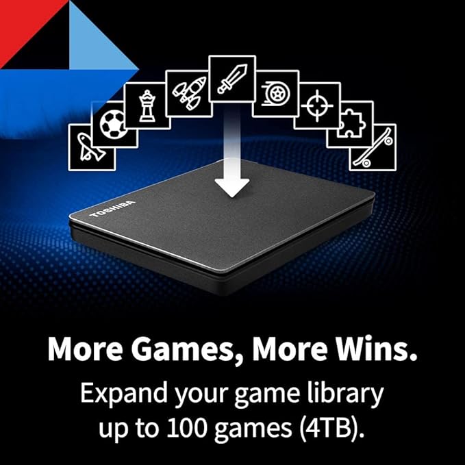 Toshiba Canvio Gaming 4TB Portable External Hard Drive USB 3.0, Black for PlayStation, Xbox, PC & Mac - HDTX140XK3CA