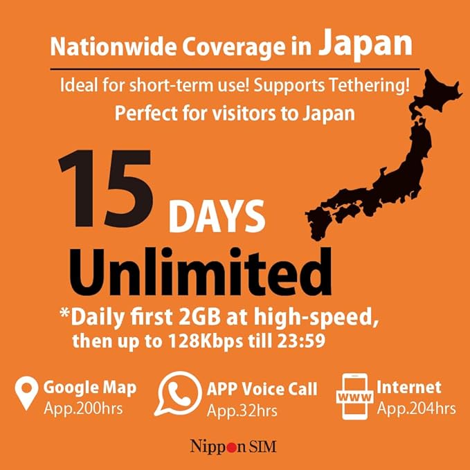 [eSIM] Japan eSIM 15 Days Data Only | Daily 2GB High-Speed 4G LTE + Unlimited Data at Reduced Speed | No Roaming Needed for Faster, Safer Access | Hotspot tethering Supported | Docomo | Made in Japan