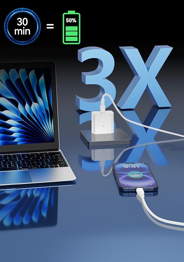 45W Super Fast Charger for Samsung, 6.5FT/2M USB C Charger Fast Charging for Samsung S25/S24/Plus/Ultra, PD 3.0 GaN Type C Charging Block Compatible with iPhone 17/16/15 and More