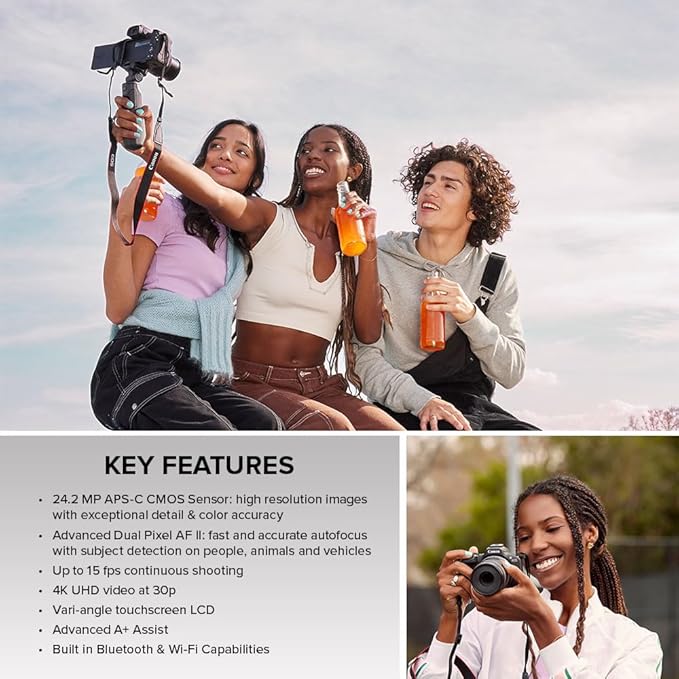 Canon EOS R50 Mirrorless Camera with RF-S18-45mm F4.5-6.3 is STM & RF-S55-210mm F5-7.1 is STM Lenses, 24.2 Megapixel CMOS (APS-C) Sensor, 4K Video, Content Creator Vlogging Camera, RF Mount, Black