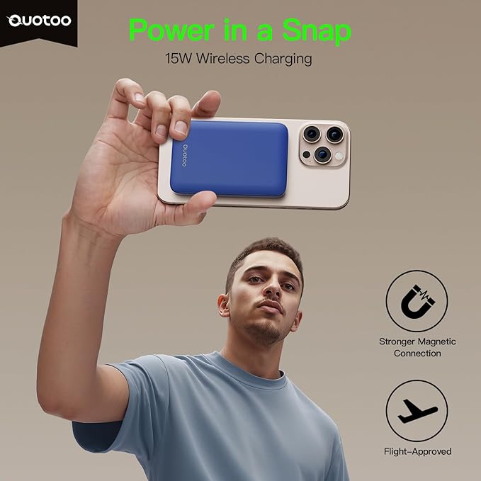 2025 Magnetic 15W Power Bank for iPhone,5000mAh Magsafe Battery Pack with 20w Fast Charging,Slim Magsafe Power Bank in&Out,with LED Display,Wireless Portable Charger for iPhone 16/15/14/13/12 Series