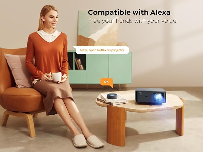 Projector 4K with Google TV, YABER K2s WiFi 6 Bluetooth Projector, Sound by JBL, Dolby Audio, Auto Focus & Keystone,Native 1080P 4K Supported Outdoor Movie Projector with Netflix 7000+ Apps