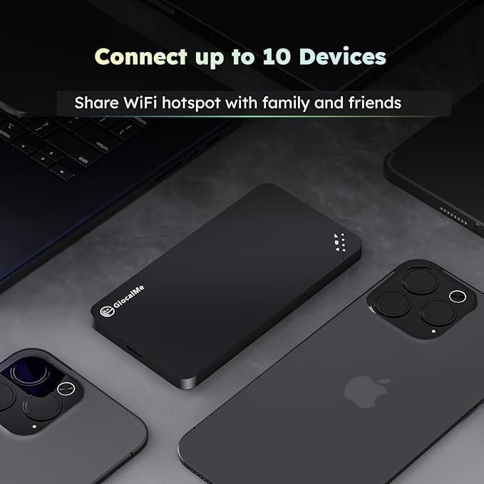 GlocalMe U3 4G LTE Mobile Hotspot Device with 10GB US/CA/MX Data 30 Days, Portable WiFi Hotspot for Travel in 200+ Countries, No SIM Card Needed, 10 Connected Devices, Pocket WiFi (U3 with 10GB)