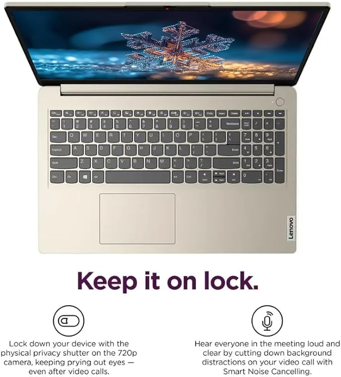 Lenovo IdeaPad 15.6" Laptop, Windows 11 Pro with 1-Year Microsoft Office 365 Included, Intel Celeron Processor, PLUSERA Earphones (Sand, 12GB RAM | 640GB Storage)