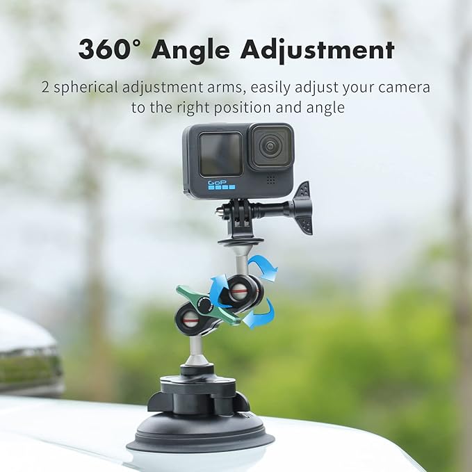 SEASKY S1 Powerful Sports Camera Suction Cup Car Mount for Gopro Hero 13/12/11/10/9/8 Black DJI Action 5/4/3/2 Pocket Insta360 X5 X4 X3 X2 Ace Pro 2 Cell Phone Holder Accessories Aluminum Alloy Metal