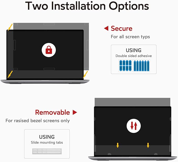 bersem 2 Pack 14 inch Laptop Privacy Screen for 16:9 Ratio Computer Monitor, Anti-Glare, Blue Light Filter, Removable, UV-Blocking