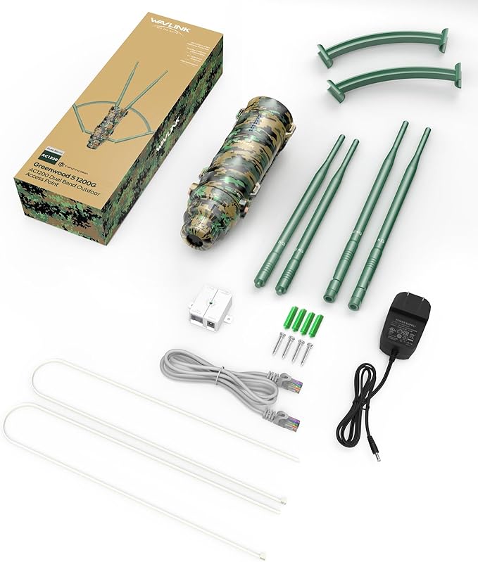 WAVLINK AC1200 Outdoor WiFi Extender, Weatherproof Dual Band Wireless Outdoor Access Point with POE, High Power Long Range WiFi Extender Signal Booster, 4x7dBi Antennas, AP/Router/Repeater Mode