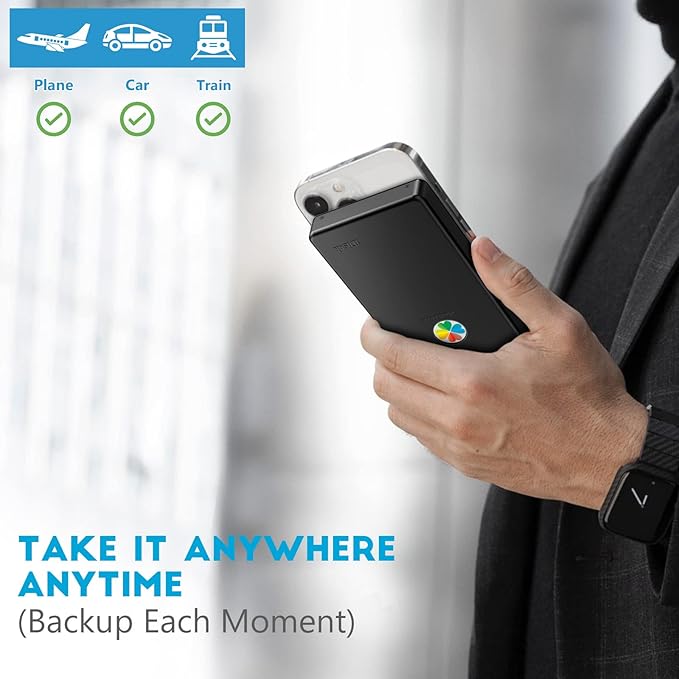 iDiskk App-le Certified, 2TB External Hard Drive,for iPhone iPad Android Phones,MacBook,Computer to Backup Docs| Photos | Videos,iPhone 17 & 16 Photo Stick Photo Storage Phone Drive