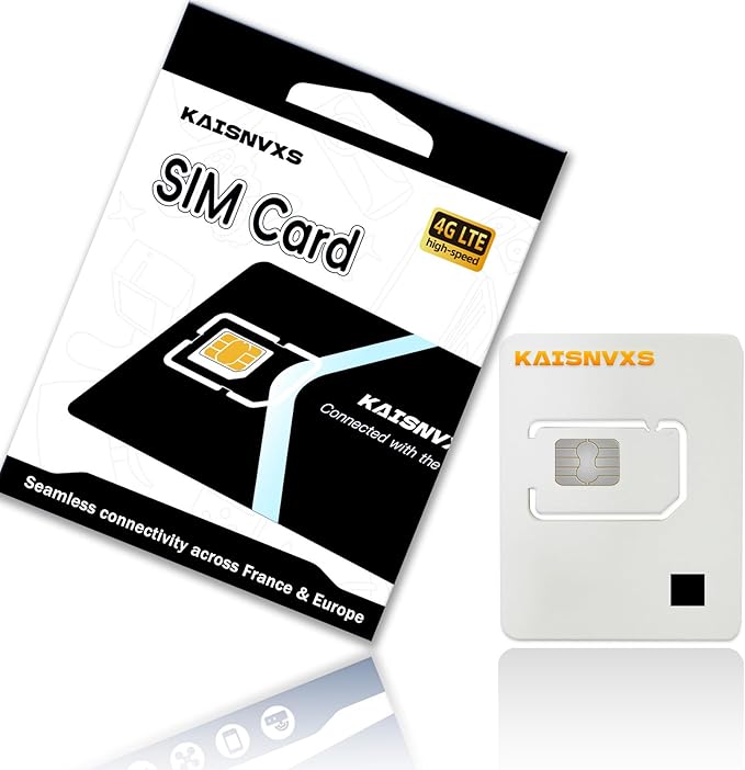 Prepaid SIM Card for Europe Travel with 12GB of 4G Data, Unlimited Calls and SMS in Europe with France Phone Number, 30 mins and 200 SMS from Europe to Worldwide(Lasts for 31 Days),Tethering Allowed