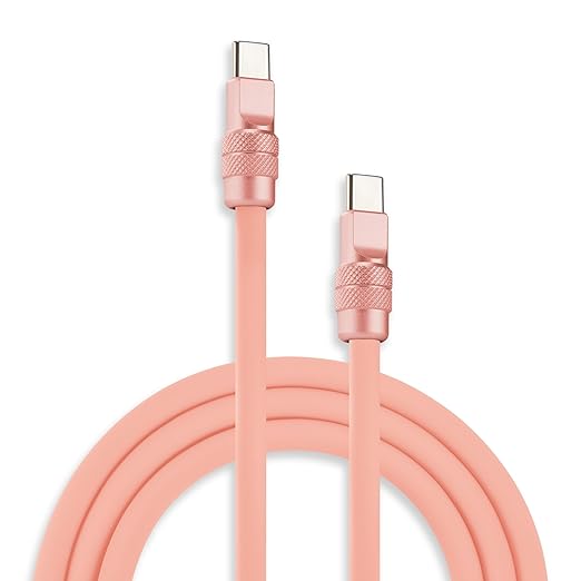 chubbycable Chubby 2.0 Fast Charging Cable Durable Soft Silicone USB C Cable 240W Extra Thick Charger Cord Compatible with iPhone 17-15 Series iPad, Pink+Pink, Type-C to Type-C, 8.2FT