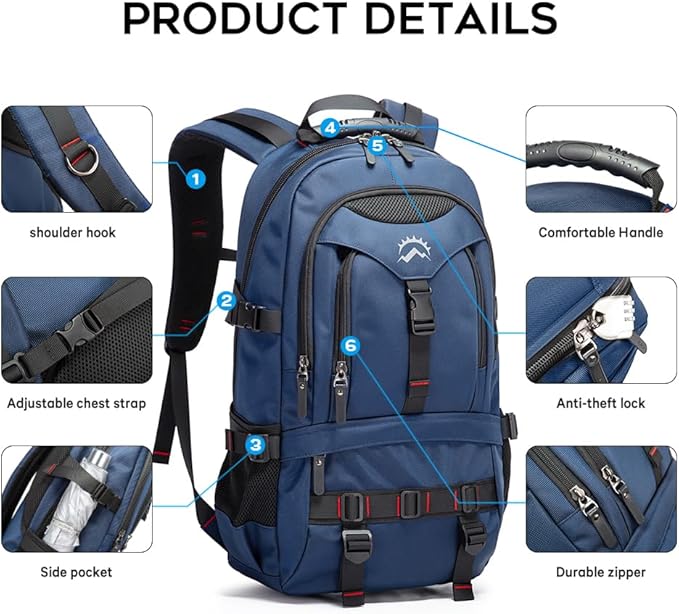 KAKA Travel Backpack Fight Approved with 17.3 inch Laptop Lackpack Compartment Outdoor Duffle Bag for men and women