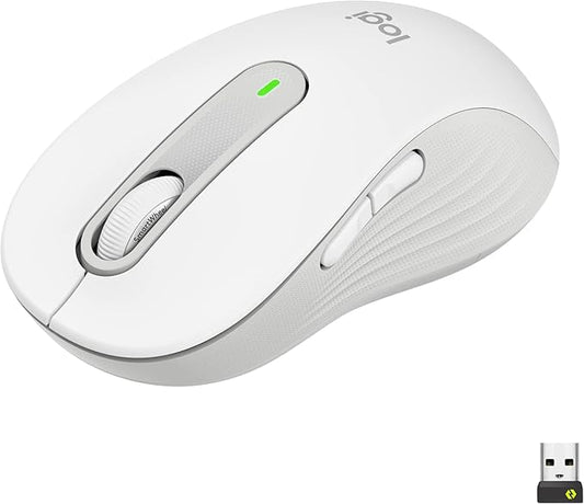 Logitech Wireless Mouse Signature M650 L Full Size - Large Hands, 2-Year Battery, Silent Clicks, Customizable Buttons, Bluetooth, PC/Mac/Chromebook - Off White, Right-Handed, Large