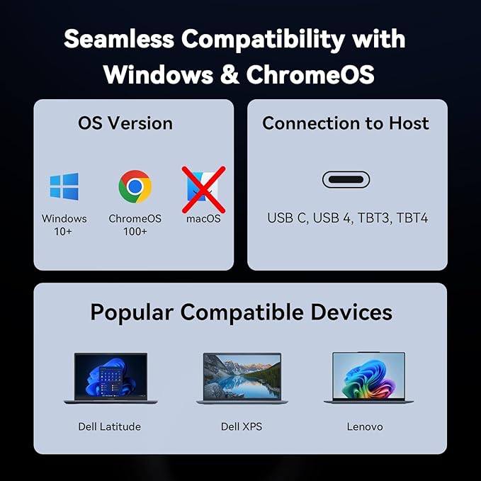 TobenONE Docking Station Dual Monitor Stand 4K@60Hz, 2 HDMI Ports, 100W Power Supply, PD 3.0, 6 USB, Ethernet, Laptop Stand Vertically, for Windows, ChromeOS, Desk Space Saving