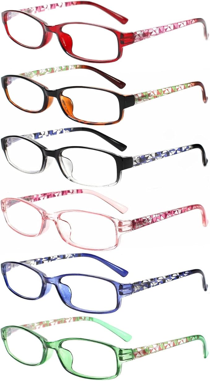 NORPERWIS 6 Pack Ladies Reading Glasses for Women Blue Light Blocking Spring Hinge Fashion Eyeglasses Readers for Women (Mix Color-2, 0.00)