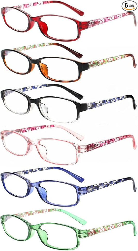 NORPERWIS 6 Pack Ladies Reading Glasses for Women Blue Light Blocking Spring Hinge Fashion Eyeglasses Readers for Women (Mix Color-2, 2.00)