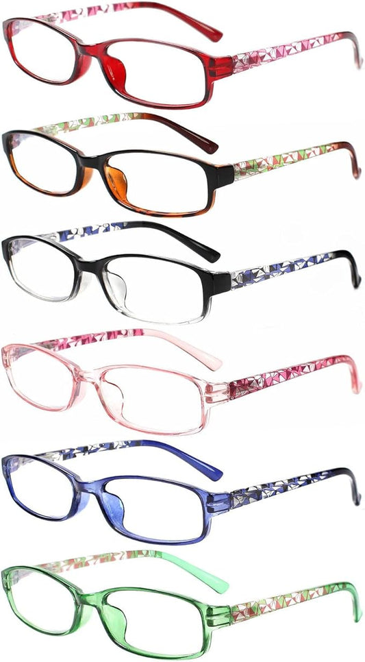 NORPERWIS 6 Pack Ladies Reading Glasses for Women Blue Light Blocking Spring Hinge Fashion Eyeglasses Readers for Women (Mix Color-2, 1.75)