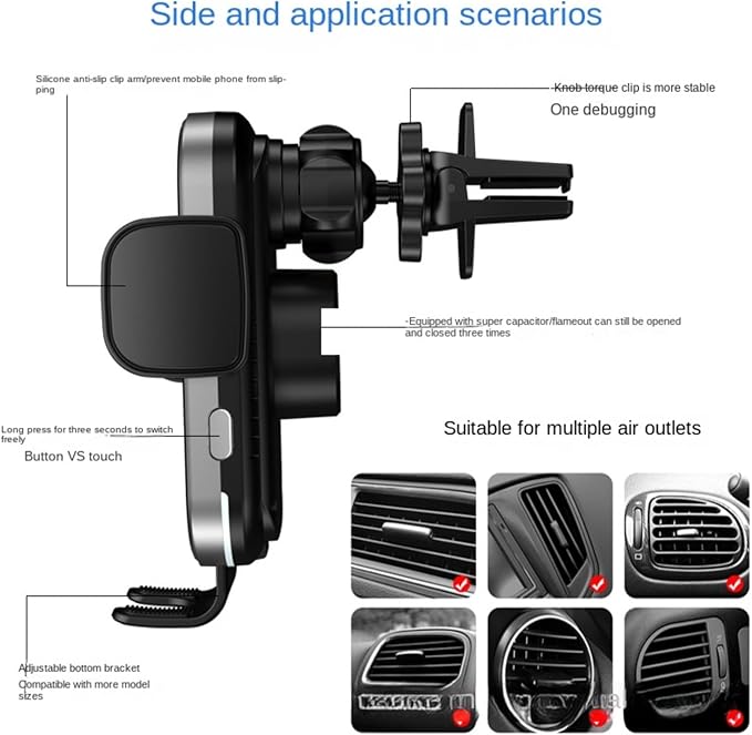 Car Phone Holder, Fast Charging Wireless Charger