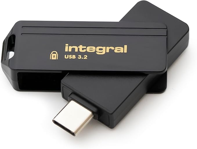 Integral Secure 360-C 128GB Software Encrypted USB Flash Drive - USB-C Connector - 256-bit AES encryption - Compatible with Mac, MacBook, PC, Laptop