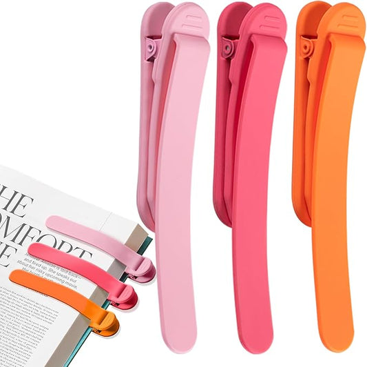 3pcs Page Bookmarks for Reading, Automatic Book Marks Tailored for Book Enthusiasts, Unique and Cute Book Page Holder Markers Clip Reading Accessories Gifts（Pink Orange Rose）