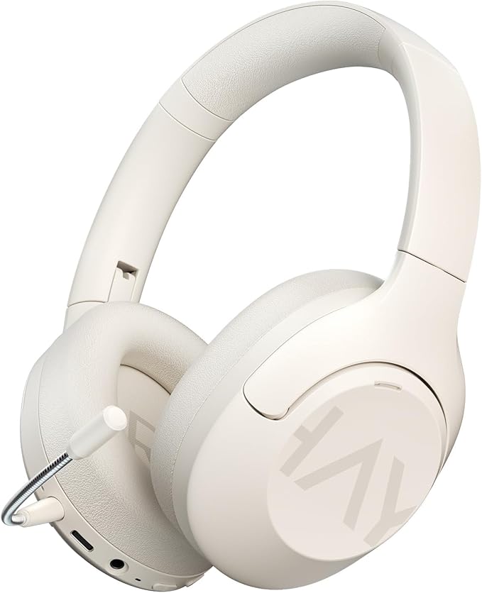HAYLOU S30 Pro Noise Cancelling Bluetooth Headphones, LDAC Hi-Res Audio, 5 HD Mics Call, 80H Playtime, Custom EQ via App, Bluetooth 5.4 Multipoint Connect, Wireless Headphones Over Ear, White