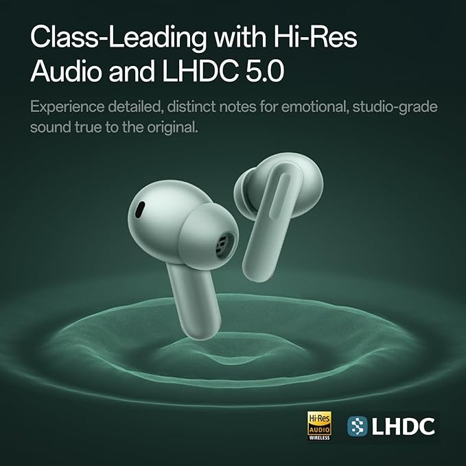 OnePlus Buds 4 Bluetooth Wireless Earbuds, Zen Green, E513A, in-Ear, True Wireless with Active Noise Cancellation