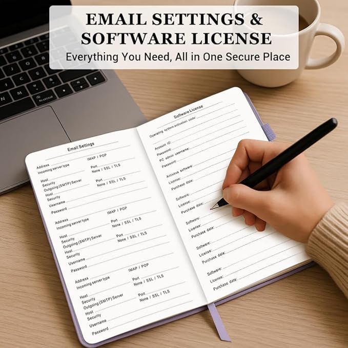 Password Book with Alphabetical Tabs – Hardcover Internet Address & Password Organizer – Password Keeper Notebook for Computer & Website – 5.2 x 7.6" (Lavender)