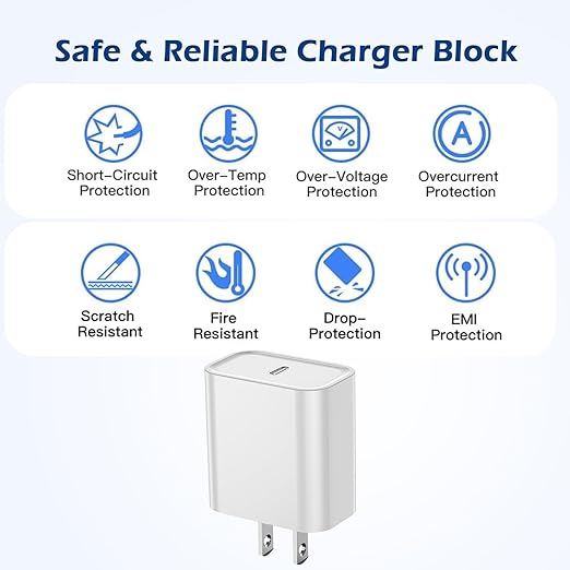 Fast Charging for iPhone 16/16e,Apple Charger Fast Charging,2Pack 20W USB C Charger Block with Extra Long 10FT USB C to Type C Charger Cable Cord for iPhone 16/16e/16Pro/16ProMax/15/iPad Pro/Air/Mini