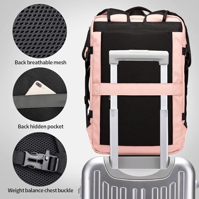 BANGE 45L Backpack For Women, Weekend Expandable Travel Backpacks,Business Laptop Backpack For 17.3” Laptop,Women's Suitcase Backpack