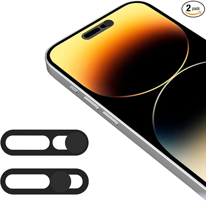 Front Camera Cover,Webcam Cover Compatible for Phone 14Pro/14 Pro Max/15/15Plus/15Pro/15Pro Max/16/16Plus/16Pro/16Pro Max,Protect Privacy and Security,Not Affect Face ID, 2 Pack-Black