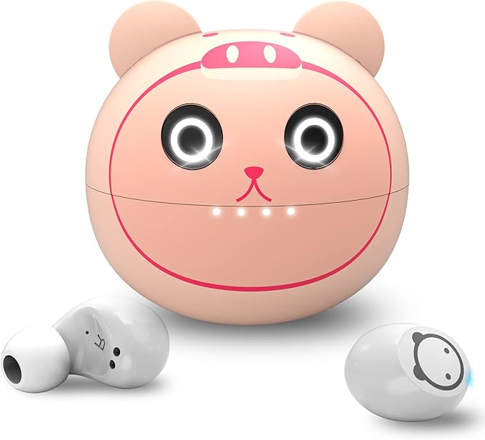 Pink Wireless Earbuds Girls Bluetooth 5.3 Built in Mic 36H Playtime IPX5 Waterproof Noise Reduction Kids Headpones LED Display USB-C Cordless Earbuds for Workout Sport