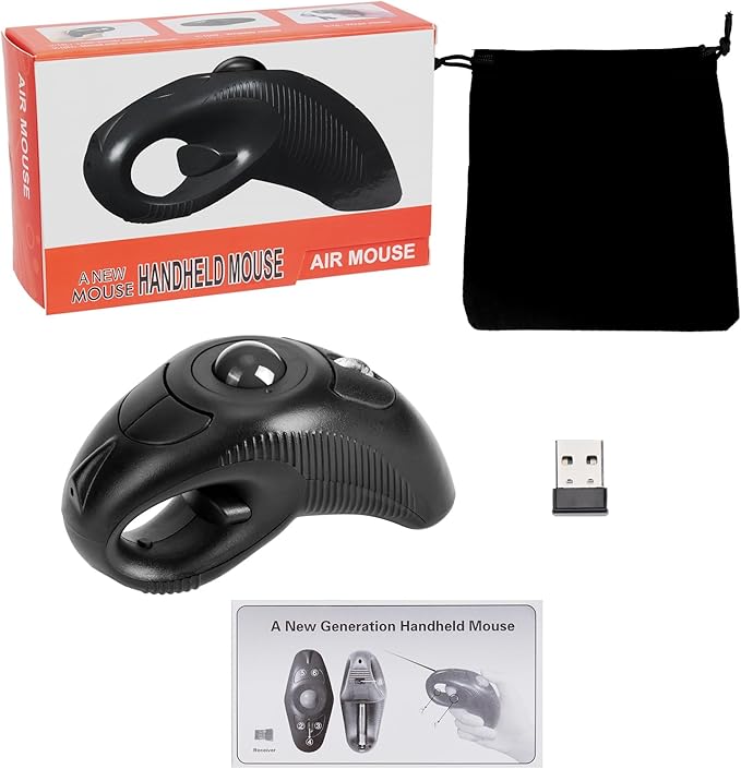 welspo Wireless USB Handheld Finger Trackball(Black) Mouse with Laser Pointer