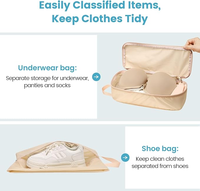 Cambond Compression Packing Cubes for Travel Women - Travel Bags Luggage Organizers Travel Essentials Compression Cubes for Travel Carry on Suitcases Organizer