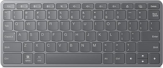 Lenovo Multi-Device Wireless Bluetooth Keyboard, Connect Up to 3 Devices Simultaneously, Compatible with iOS, Android, Windows, Slim Profile, Rechargeable, 60-Hour Battery Life, Iron Grey
