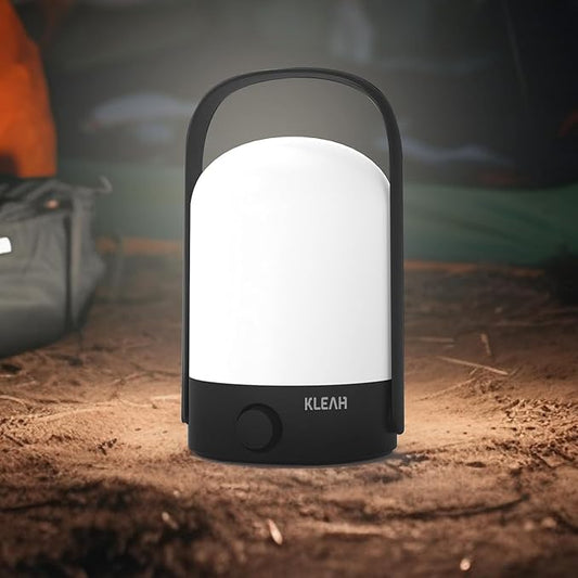 KLEAH Portable Cordless Lantern Table Lamp, 360° Portable Handle, Stepless Dimmer, Powerful Long-Lasting 50hrs, Rechargeable LED Lantern for Camping Bedroom Party, Black