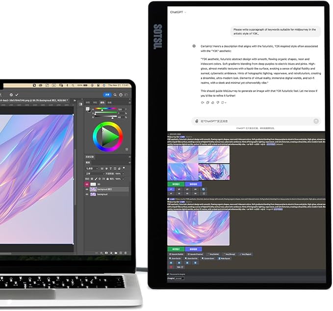 SOTSU FlipAction Go 14" Premium Portable Monitor SFA14PMML | Robust but Lightweight | Tempered Glass Cover | 1080p | 400 Nits | 100% sRGB | 5W | Super Versatile | USB C or Mini HDMI