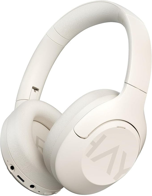HAYLOU S30 Noise Cancelling Bluetooth Headphones, LDAC Hi-Res Audio, 5 HD Mics Call, 80H Playtime, Custom EQ via App, Bluetooth 5.4 Multipoint Connect, Wireless Headphones Over Ear, White