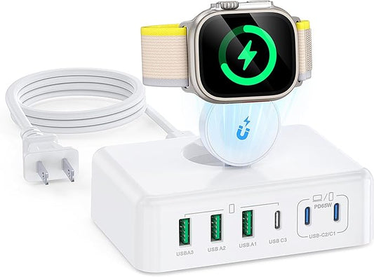 USB C Charging Station Block 170W, 6 Port Fast Wall Charger Plug,Travel Charger Power Adapter Cube for iPhone16 15 14 13 12 Series, Apple Watch Ultra SE 9 8 7 6 5 4 3 2, AirPods4，watch10 ultra2