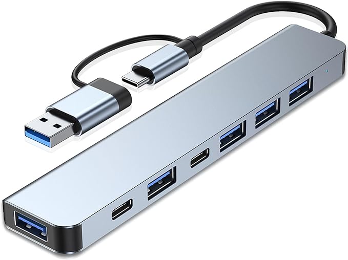 VIENON Aluminum USB C & USB Hub 7-in-1 with USB 3.0, USB-C Ports for PC/Laptops/MacBook Pro/Air/iMac/iPad and More Devices